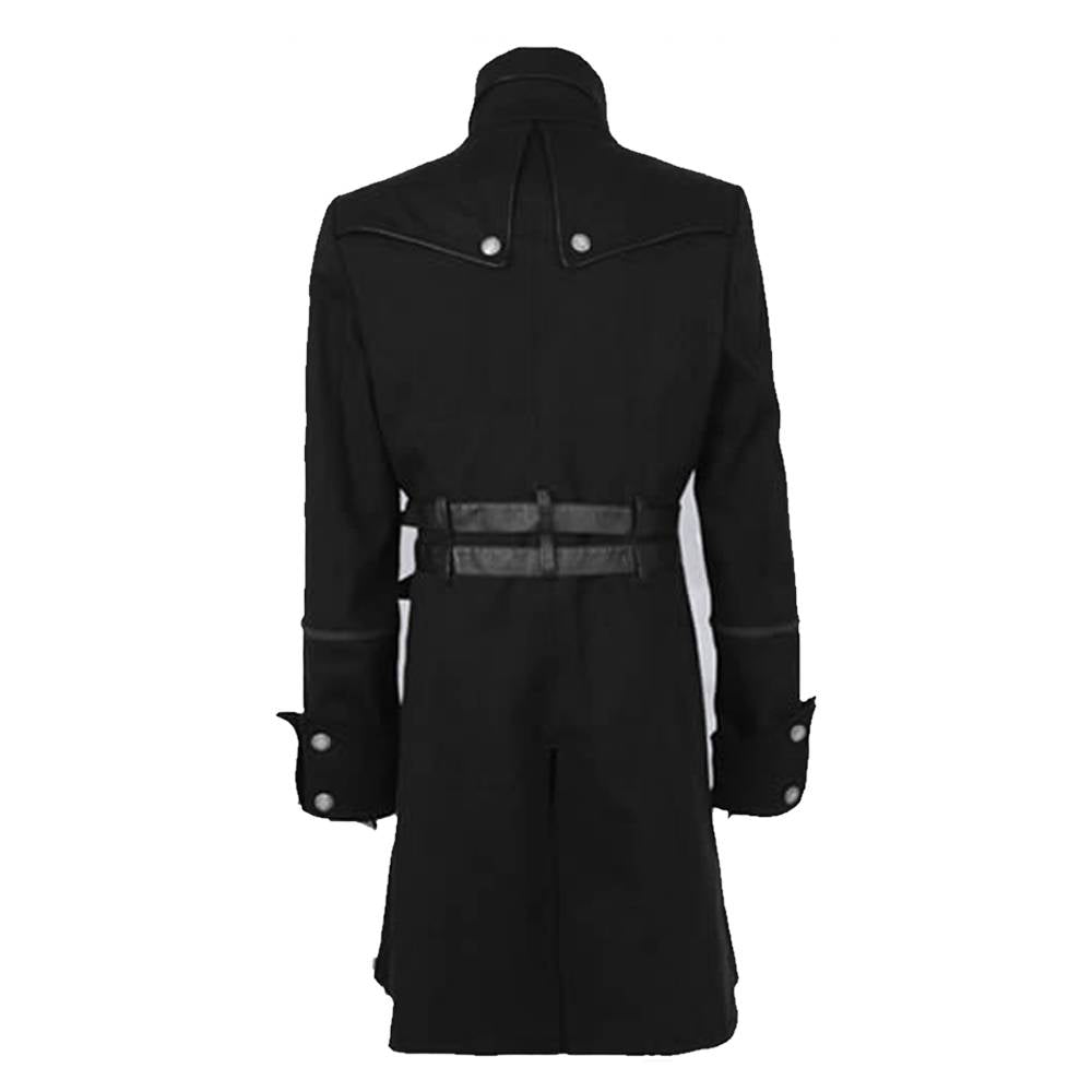 Men Military Officers Gothic Coat | Double Breasted Tailcoat with Belted Waist
