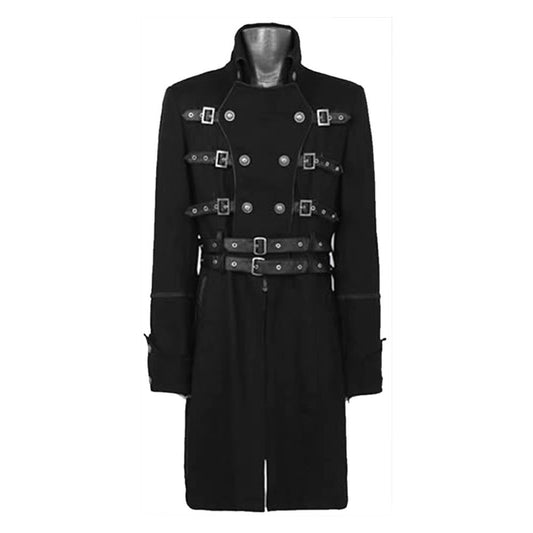 Men Military Officers Gothic Coat | Double Breasted Tailcoat with Belted Waist