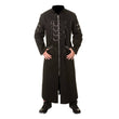 Men Gothic Hellraiser Pinhead Long Coat | Punk Chains & D-Rings Full-Length Trench Coat
