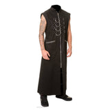 Men Gothic Hellraiser Pinhead Long Coat | Punk Chains & D-Rings Full-Length Trench Coat