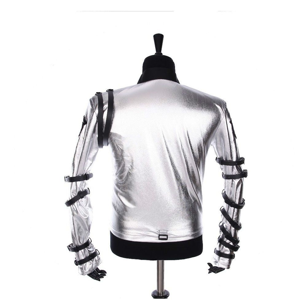 MJ Men Punk Classic Bad Tour Jacket Silver Bodysuit jacket - Alternative Gothic Dark Wear | Embrace Dark Aesthetic Men & Women Gothic Clothing
