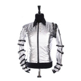 MJ Men Punk Classic Bad Tour Jacket Silver Bodysuit jacket - Alternative Gothic Dark Wear | Embrace Dark Aesthetic Men & Women Gothic Clothing