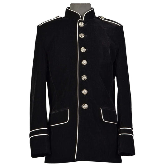 Men Military Steampunk Gothic Velvet Coat | Vintage Black Victorian Jacket