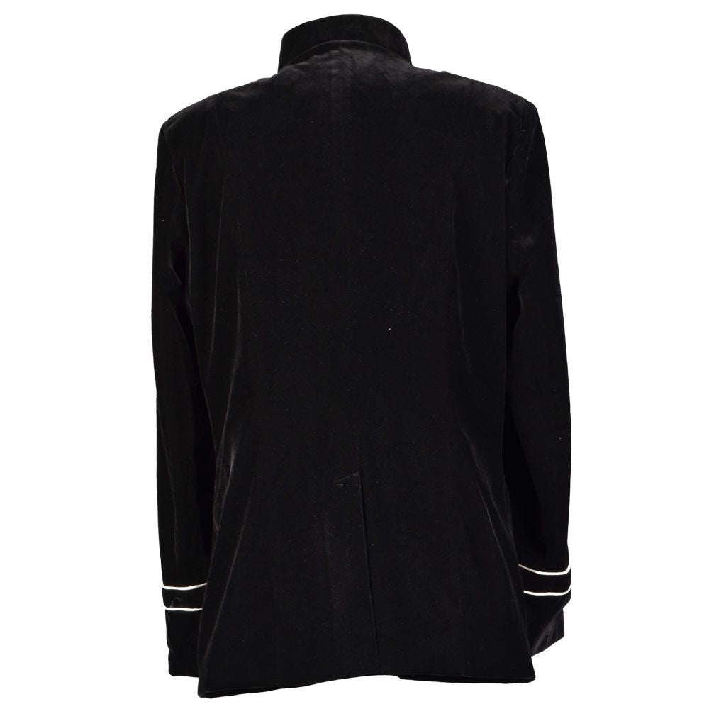 Men Military Steampunk Gothic Velvet Coat | Vintage Black Victorian Jacket