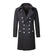 Men Gothic Military Double-Breasted Trench Coat | Black Wool Overcoat with Steampunk Elegance