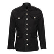 Men Victorian Military Officer Jacket | Gothic Black Tailored Coat with Silver Buttons