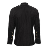 Men Victorian Military Officer Jacket | Gothic Black Tailored Coat with Silver Buttons