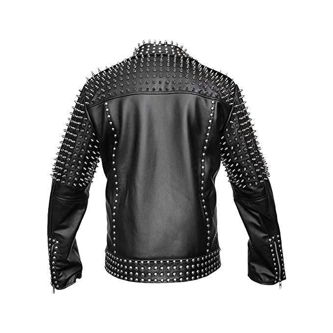 Women Gothic Punk Style Cropped Leather Jacket Studded Spike Design with Belt - Alternative Gothic Dark Wear | Embrace Dark Aesthetic Men & Women Gothic Clothing
