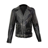 Women Gothic Punk Style Cropped Leather Jacket Studded Spike Design with Belt - Alternative Gothic Dark Wear | Embrace Dark Aesthetic Men & Women Gothic Clothing