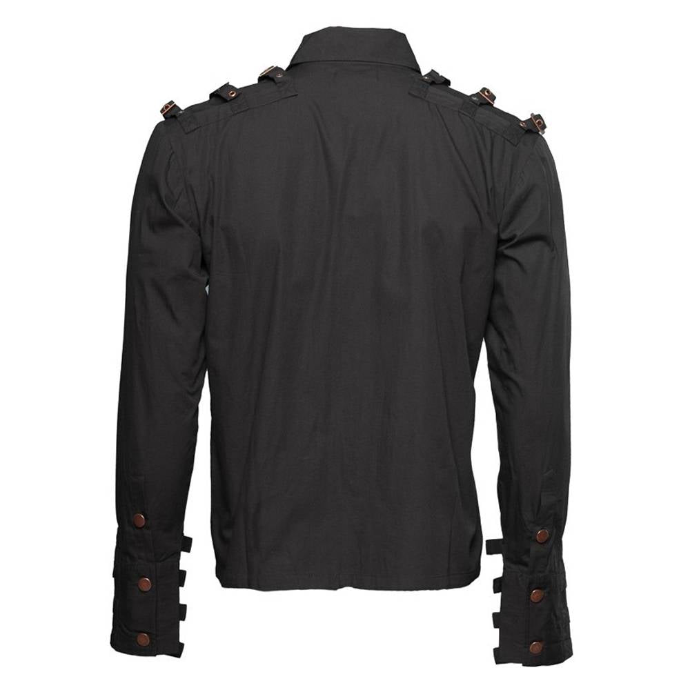 Men Steampunk Buckle Gothic Shirt | Full Sleeve Fetish Style Victorian Punk Top