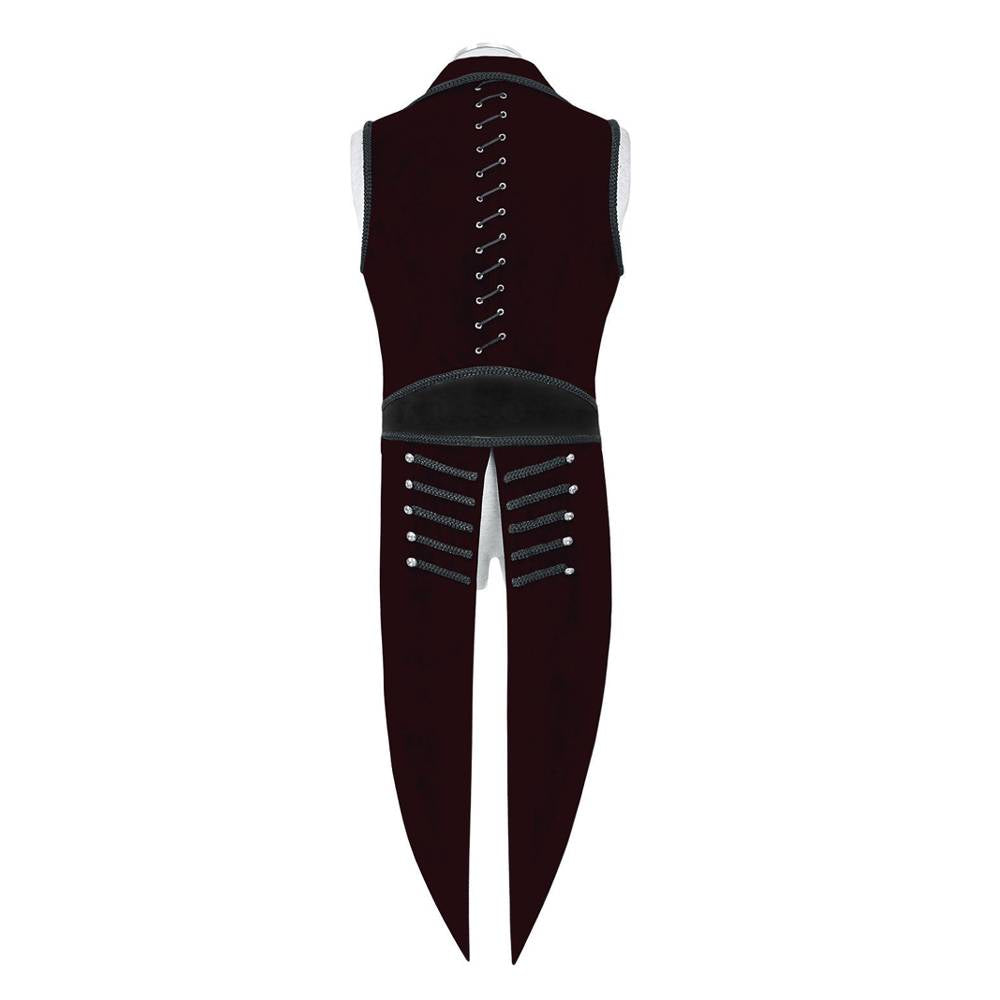 Men Regency Steampunk Tailcoat | Deep Burgundy Velvet Gothic Waistcoat Vest
