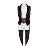Men Regency Steampunk Tailcoat | Deep Burgundy Velvet Gothic Waistcoat Vest