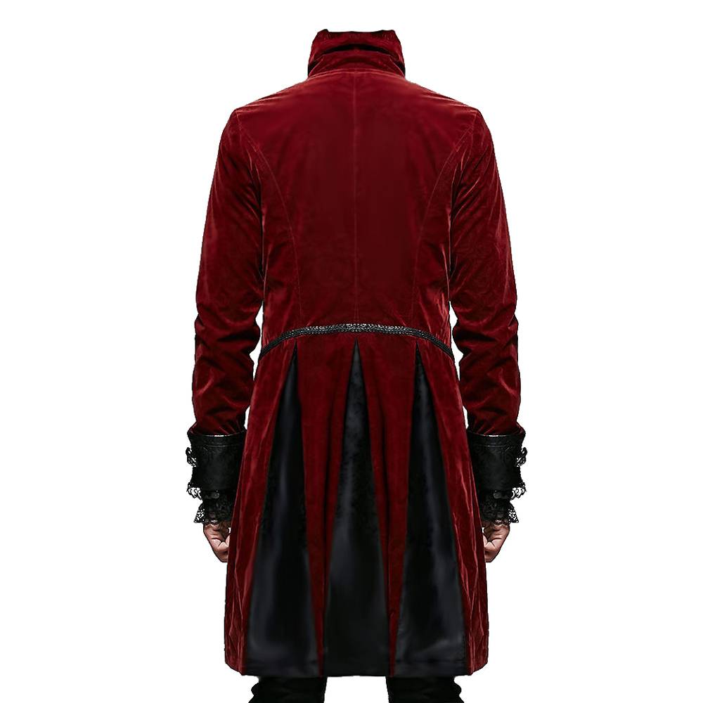 Men Steampunk Vampire Wedding Tailcoat | Blood Red Victorian Gothic Frock Coat