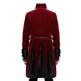 Men Steampunk Vampire Wedding Tailcoat | Blood Red Victorian Gothic Frock Coat