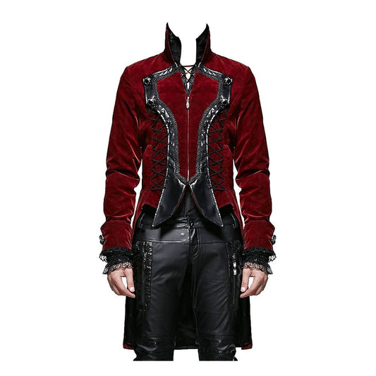 Men Steampunk Vampire Wedding Tailcoat | Blood Red Victorian Gothic Frock Coat