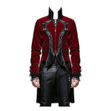 Men Steampunk Vampire Wedding Tailcoat | Blood Red Victorian Gothic Frock Coat