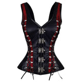 Women Corset Janyse Overbust | Faux Leather Shoulder Straps Steel Boned Corset