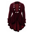 Victorian Burgundy Velvet Ruffle Coat | Women Gothic Red Frock Jacket