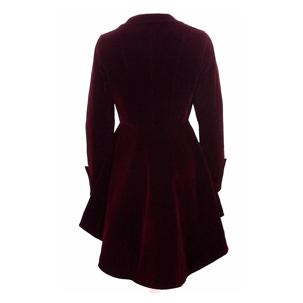 Victorian Burgundy Velvet Ruffle Coat | Women Gothic Red Frock Jacket