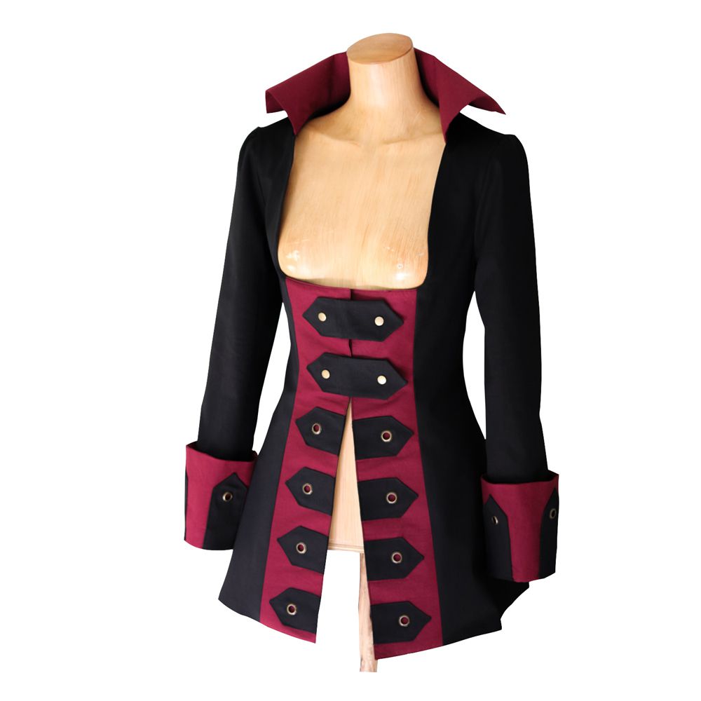 Women Steampunk Military Jacket | Burning Man Victorian Pirate Cotton Coat