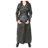 New Women Gothic Long Black Leather Coat Double Breasted Trench Coat - Alternative Gothic Dark Wear | Embrace Dark Aesthetic Men & Women Gothic Clothing
