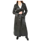 New Women Gothic Long Black Leather Coat Double Breasted Trench Coat - Alternative Gothic Dark Wear | Embrace Dark Aesthetic Men & Women Gothic Clothing