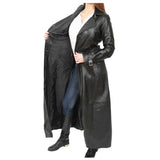 New Women Gothic Long Black Leather Coat Double Breasted Trench Coat - Alternative Gothic Dark Wear | Embrace Dark Aesthetic Men & Women Gothic Clothing