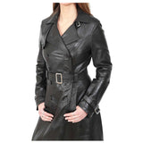 New Women Gothic Long Black Leather Coat Double Breasted Trench Coat - Alternative Gothic Dark Wear | Embrace Dark Aesthetic Men & Women Gothic Clothing