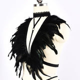 Shoulder Strap Feather Halter Beauty Back Harness - Alternative Gothic Dark Wear | Embrace Dark Aesthetic Men & Women Gothic Clothing