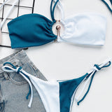 Fashion Women's Split Halter Stitching Bikini