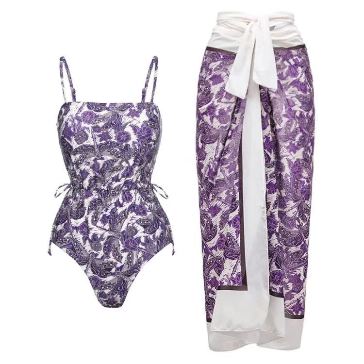 Siamese Conservative Covering Belly Thin Swimsuit French Retro One-piece Bikini