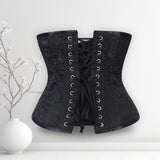 Alison Black Brocade Underbust Corset Gothic Elegance with Steel Discipline - Alternative Gothic Dark Wear | Embrace Dark Aesthetic Men & Women Gothic Clothing