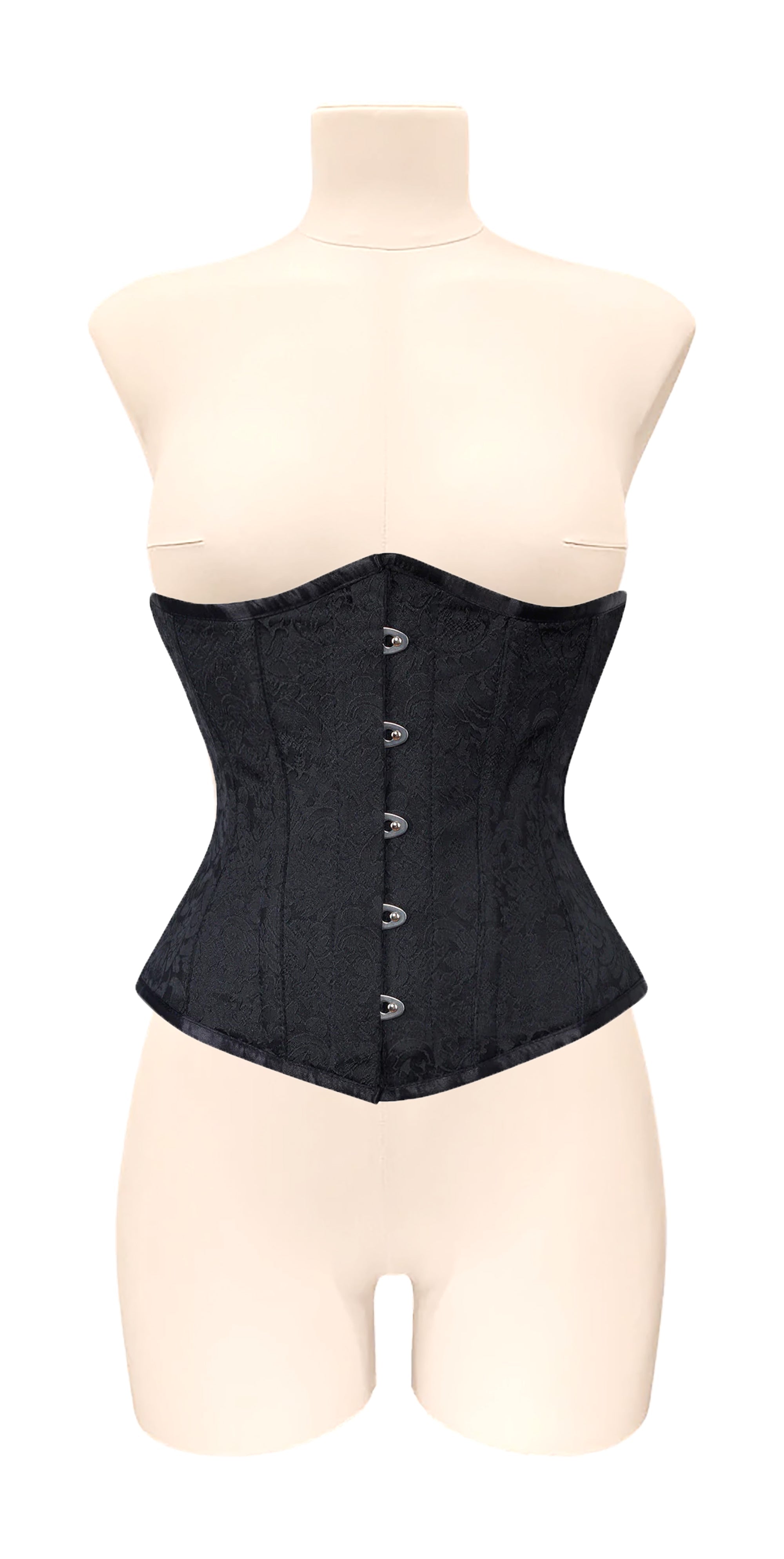 Alison Black Brocade Underbust Corset Gothic Elegance with Steel Discipline - Alternative Gothic Dark Wear | Embrace Dark Aesthetic Men & Women Gothic Clothing