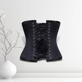Alissa Black Satin Underbust Corset Sleek Waist Sculptor Buckle Style - Alternative Gothic Dark Wear | Embrace Dark Aesthetic Men & Women Gothic Clothing