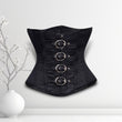 Alissa Black Satin Underbust Corset Sleek Waist Sculptor Buckle Style - Alternative Gothic Dark Wear | Embrace Dark Aesthetic Men & Women Gothic Clothing