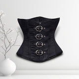 Alissa Black Satin Underbust Corset Sleek Waist Sculptor Buckle Style - Alternative Gothic Dark Wear | Embrace Dark Aesthetic Men & Women Gothic Clothing