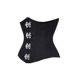 Allie Underbust Corset Black Cotton Steel Boned Waist Training Corset - Alternative Gothic Dark Wear | Embrace Dark Aesthetic Men & Women Gothic Clothing