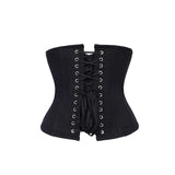 Allie Underbust Corset Black Cotton Steel Boned Waist Training Corset - Alternative Gothic Dark Wear | Embrace Dark Aesthetic Men & Women Gothic Clothing