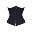 Allison Underbust Corset Black Cotton Steel Boned Waist Trainer with Zipper - Alternative Gothic Dark Wear | Embrace Dark Aesthetic Men & Women Gothic Clothing