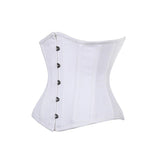 Allisson Underbust Corset White Cotton Steel Boned Waist Trainer - Alternative Gothic Dark Wear | Embrace Dark Aesthetic Men & Women Gothic Clothing