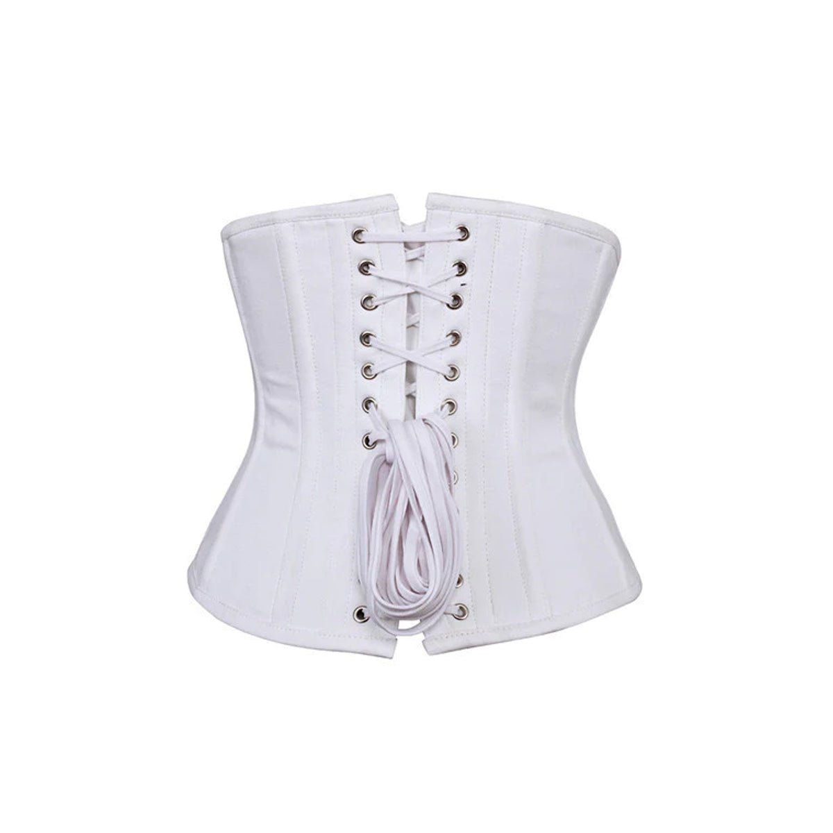 Allisson Underbust Corset White Cotton Steel Boned Waist Trainer - Alternative Gothic Dark Wear | Embrace Dark Aesthetic Men & Women Gothic Clothing