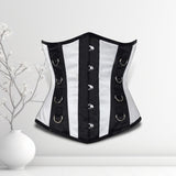 Ally Women Underbust Corset White Cotton Steel Boned Waist Trainer - Alternative Gothic Dark Wear | Embrace Dark Aesthetic Men & Women Gothic Clothing