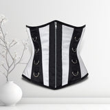 Ally Women Underbust Corset White Cotton Steel Boned Waist Trainer - Alternative Gothic Dark Wear | Embrace Dark Aesthetic Men & Women Gothic Clothing