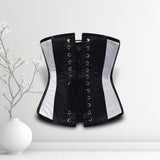 Ally Women Underbust Corset White Cotton Steel Boned Waist Trainer - Alternative Gothic Dark Wear | Embrace Dark Aesthetic Men & Women Gothic Clothing