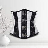 Ally Women Underbust Corset White Cotton Steel Boned Waist Trainer - Alternative Gothic Dark Wear | Embrace Dark Aesthetic Men & Women Gothic Clothing