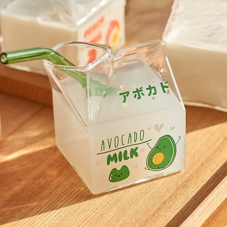 Glass Square Milk Carton Mug Microwaveable