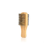 Men's Double Sided Beard Brush Portable Styling Tool With Mane Wood Handle Perfect Travel Companion