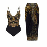 Siamese Conservative Covering Belly Thin Swimsuit French Retro One-piece Bikini