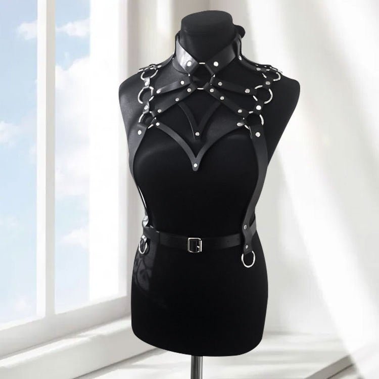 Women's Artificial Leather Body Belly Band Shoulder Wearing Ring Horse Harness For Dancing Toys With Fetish - Alternative Gothic Dark Wear | Embrace Dark Aesthetic Men & Women Gothic Clothing