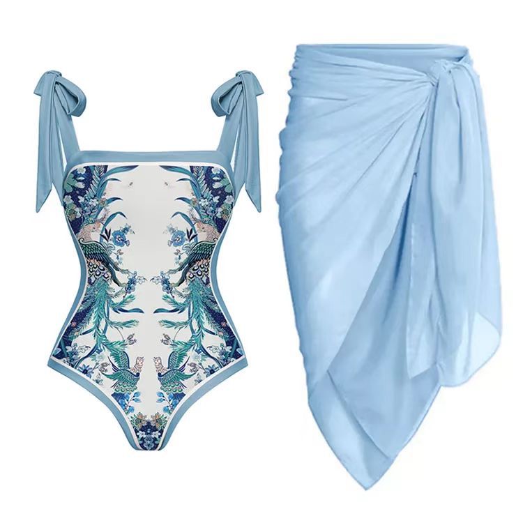 Siamese Conservative Covering Belly Thin Swimsuit French Retro One-piece Bikini